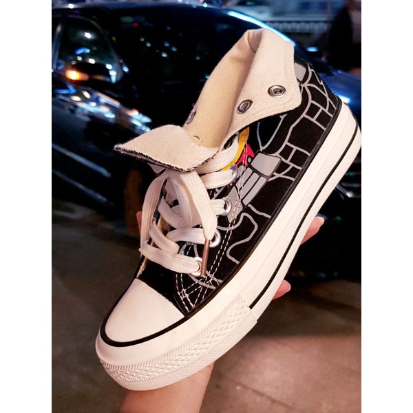 giầy sneaker cổ cao1⚡giầy họa tiết⚡ giầy cv nam nữ, cổ cao tạo được 2 kiểu giầy⚡ freeship