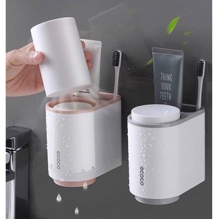 Giá treo bàn chải Ecoco kèm 2 cốc, kệ cắm bàn chải Ecoco kèm 2 cốc