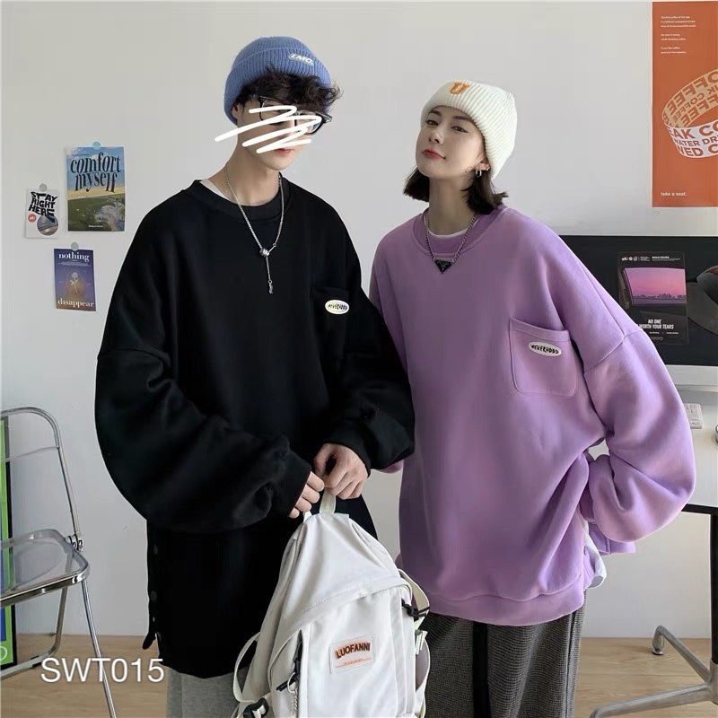 ÁO SWEATER TÚI IN PHỐI NÚT - SWT015