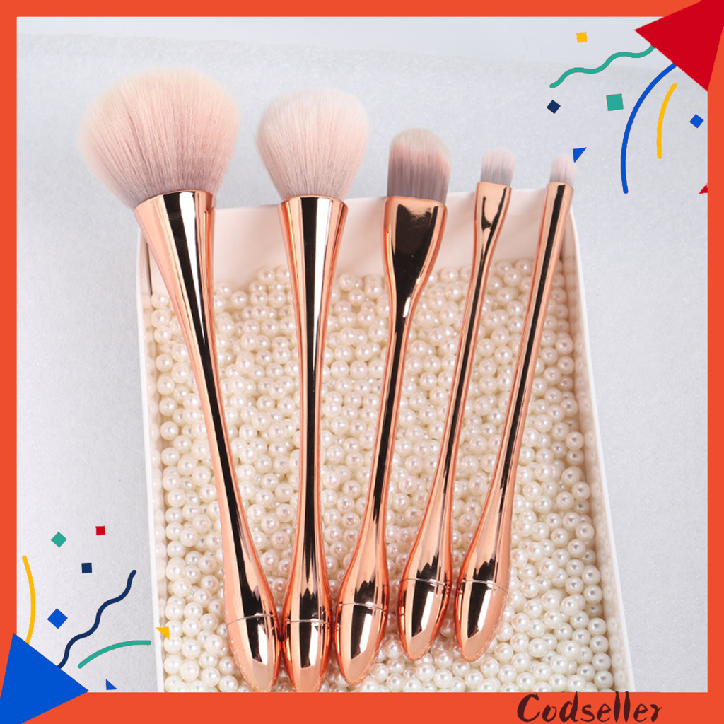 CODseller 5Pcs/Set Waist Brush Electroplating Multifunctional Plastic Soft Hair Small Waist Beauty Makeup Tools for Cosmetic