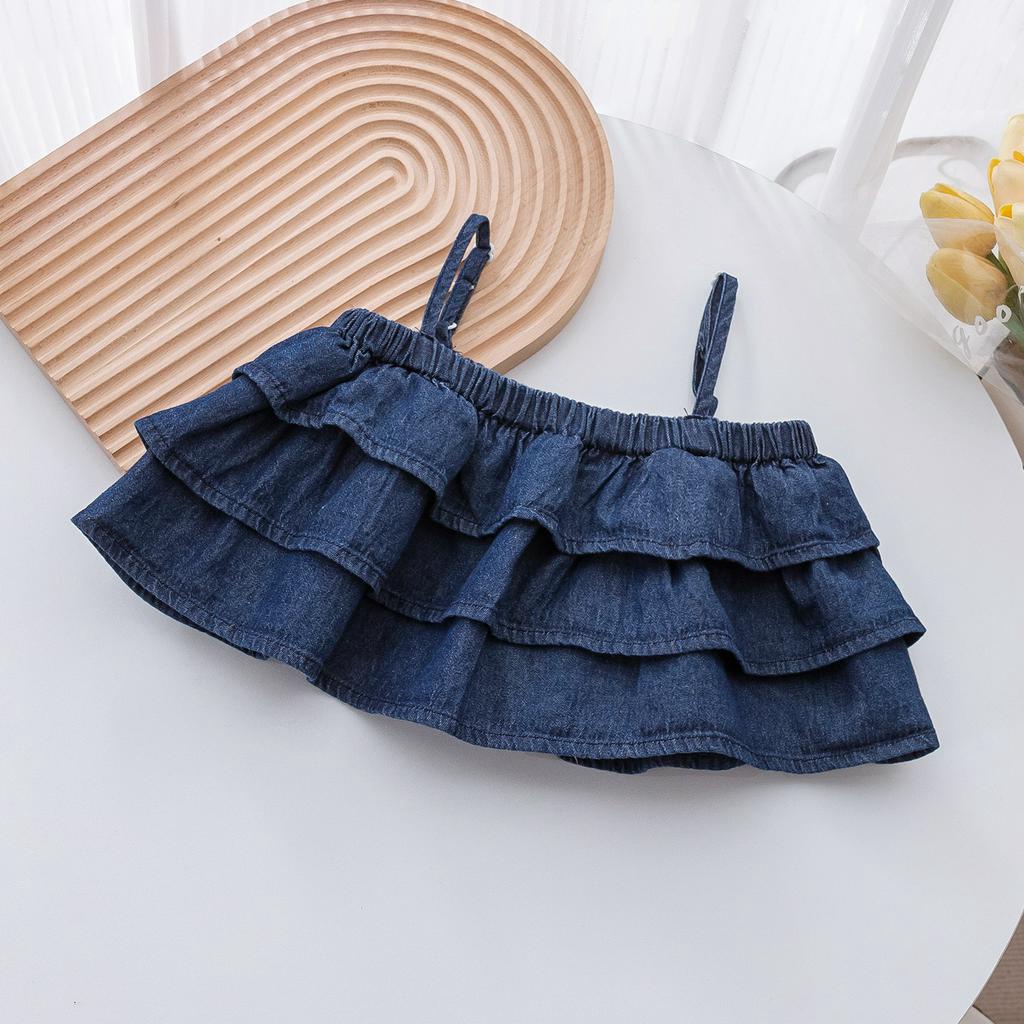 Sét áo denim hai dây mix quần xuông cá tính siêu hách dáng cho bé 11-32kg diện đi biển hay đi chơi đều xinh. Hàng QCCC