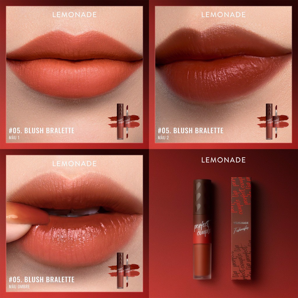 Son Kem Lì Lemonade Perfect Couple Lip Fashionistar Matte Lip Cream Water Lip Tint 05.Blush Bralette