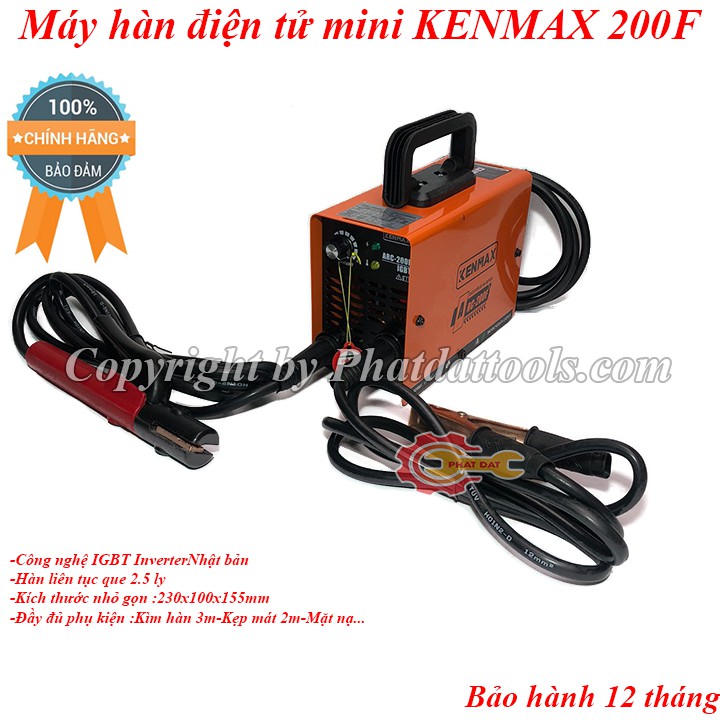 Máy hàn điện tử mini KENMAX ARC-200F-Máy hàn que gia đình-Công nghệ IGBT Nhật Bản-Bảo hành 12 tháng-Đầy đủ phụ kiện