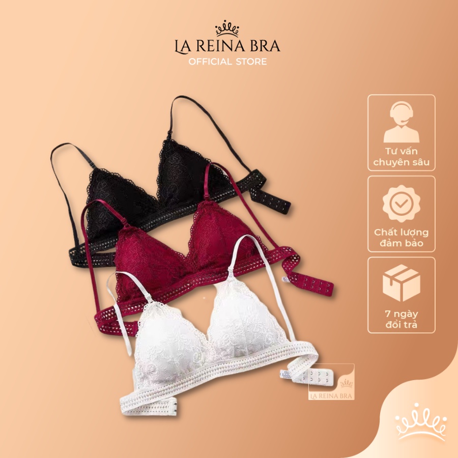 ÁO LÓT nữ không gọng LAREINA BRA - LRAB009 ren hoa cúc đệm mỏng cao cấp