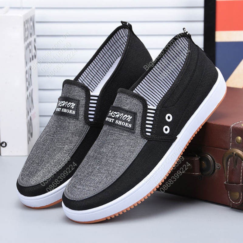 Giày lười vải nam mẫu mới, cao cấp, vải canvas êm thoáng khí và rất bền | BigBuy360 - bigbuy360.vn