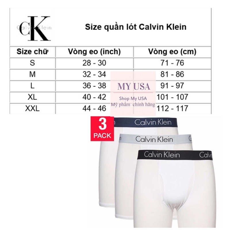 Quần lót nam Ck từ Mỹ ❤️ Quần lót nam Calvin Klein Cotton Stretch Boxer Briefs