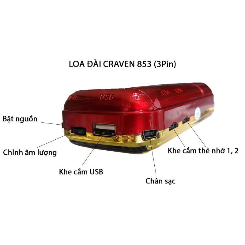 [FREESHIP] Loa Craven Cr 836s 2 Pin Tắm Ngôn Ngữ Cho Bé