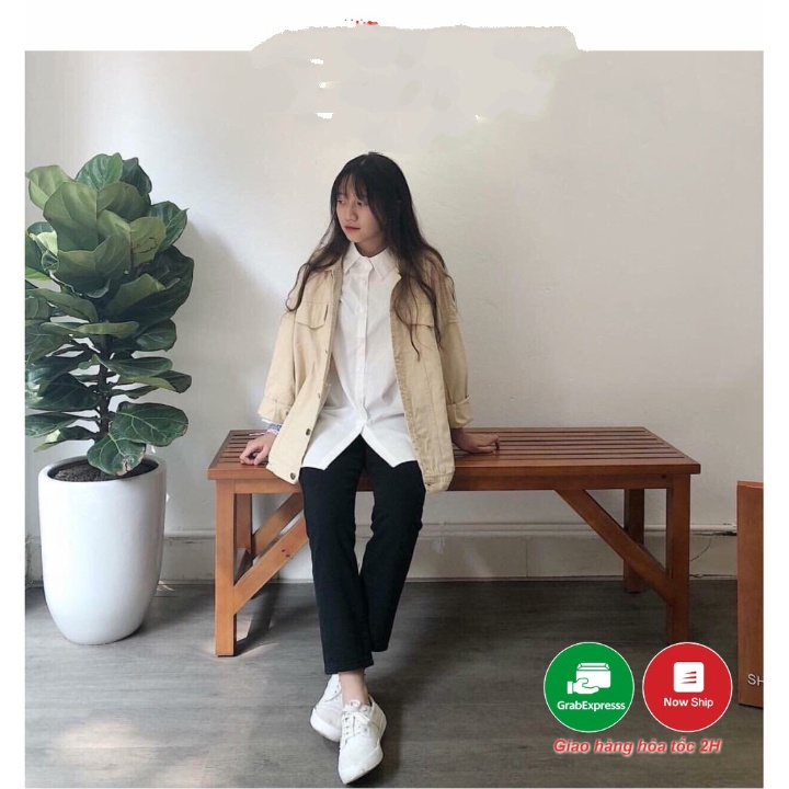 Áo Khoác Kaki Jean chống nắng Cao Cấp Nam Nữ Đẹp Thời Trang Đa Năng Màu Đen KK011