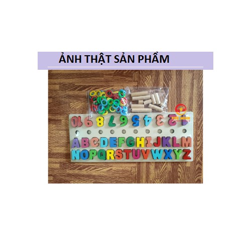 Bộ  Giáo Cụ Montessori Bảng Cột Tính Học Đếm Số Và Ghép Chữ Cái Tiếng Anh In Hoa Nổi Bằng Gỗ ( Ảnh Thật)