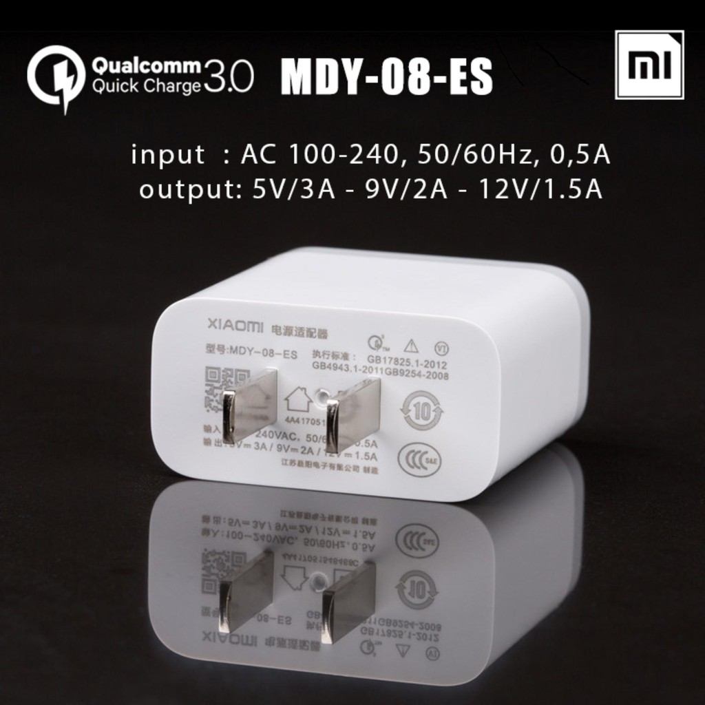 [ FREE SHIP] Bộ Củ Sạc Nhanh Xiaomi Quick Charge 3.0 Xiaomi MDY-08-ES 18W, Chân Micro USB, Type-C