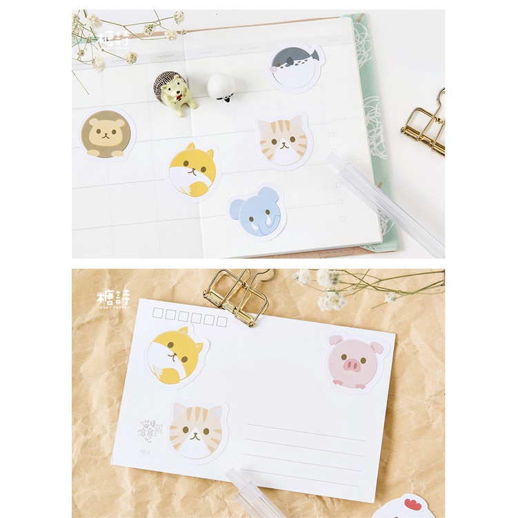 Sticker chủ đề Thú Xinh - Hộp 45 miếng dán trang trí sổ tay Bullet Journal - M044