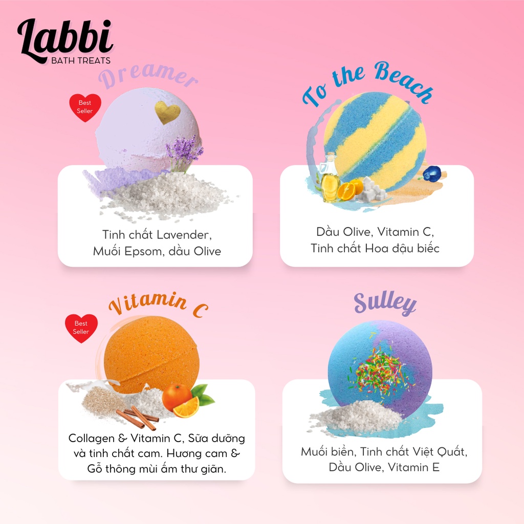 TỔNG HỢP [Labbi] Bath bomb / Viên sủi bồn tắm / Bom tắm