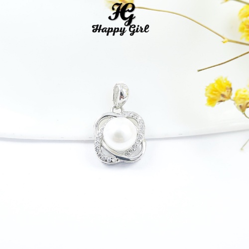 Mặt dây chuyền bạc HappyGirl, mặt dây chuyền nữ khảm ngọc trai nhân tạo cá tính