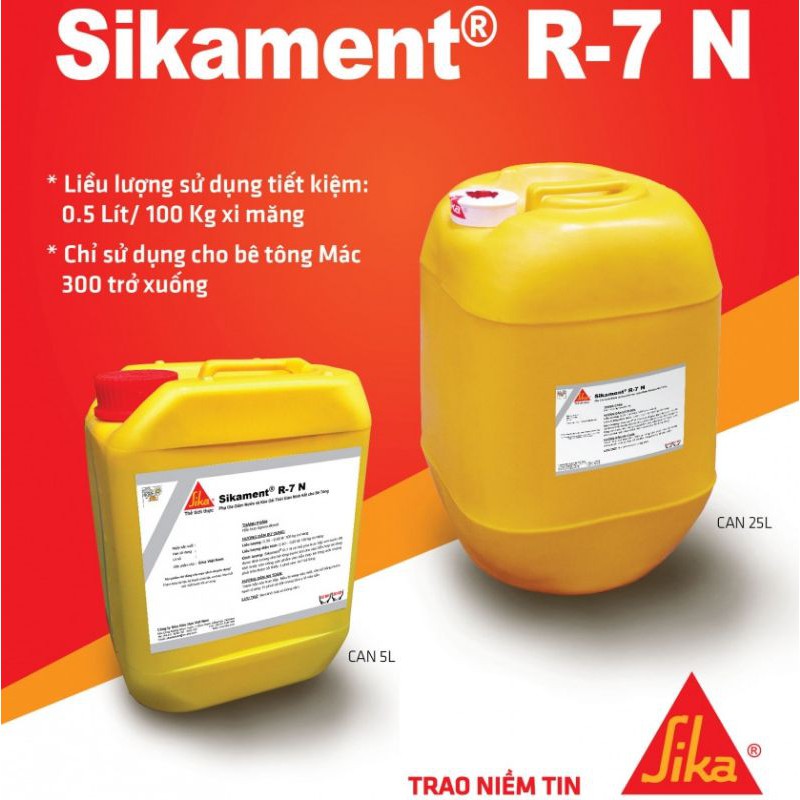 Sikament R7N can 5 lít Phụ gia giảm nước tăng cường độ bê tông SR7