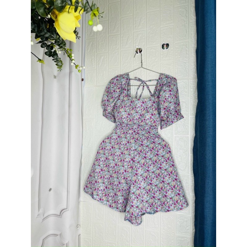 Váy Xòe Nữ 💖FREESHIP💖 Đầm Xòe Họa Tiết Hoa Ngắn Tay Cổ Vuông Sang Chảnh | BigBuy360 - bigbuy360.vn