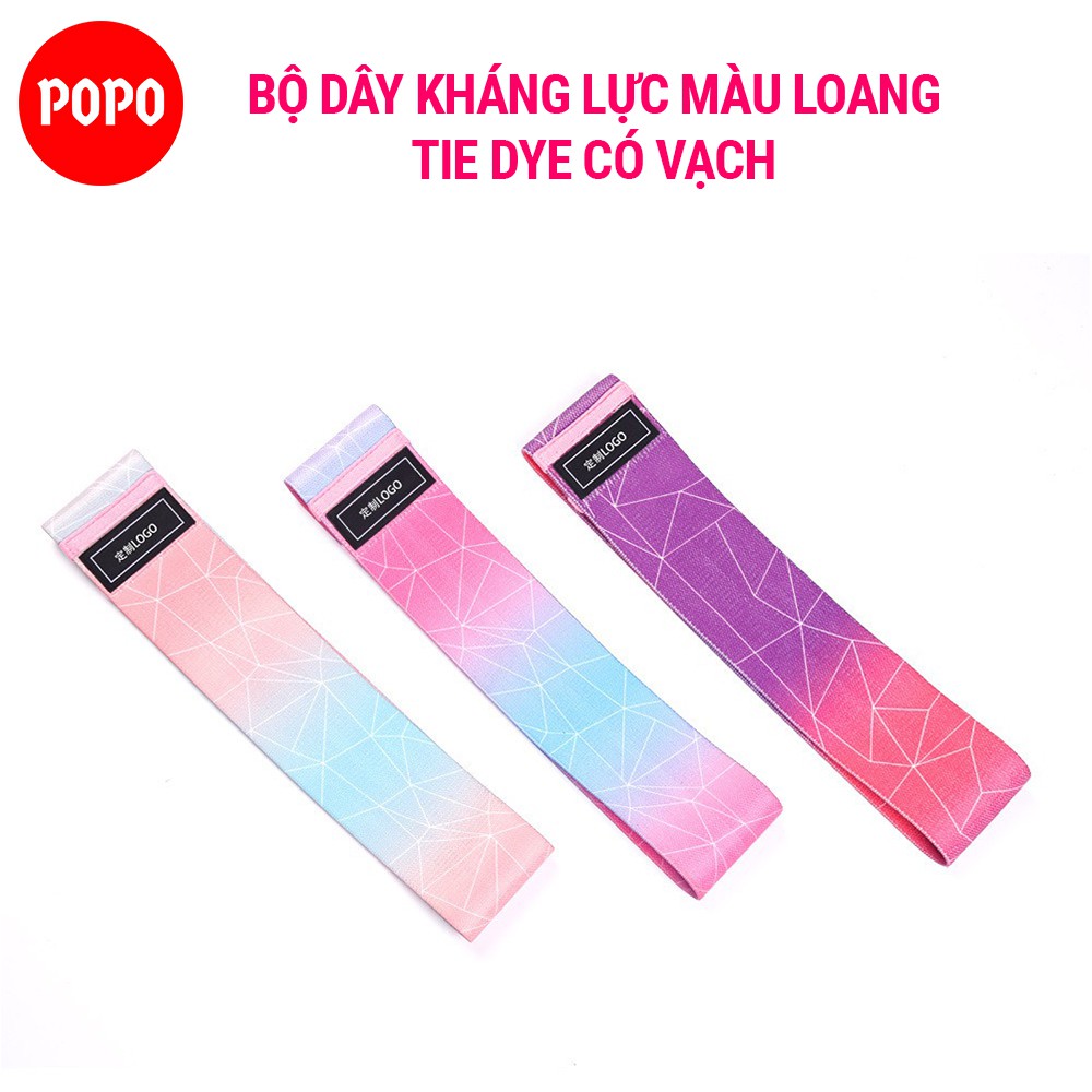 Dây tập mông MiniBand YGB2set POPO Màu loang bộ 3 trong tập GYM YOGA