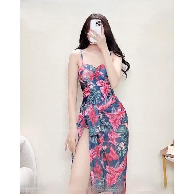 bikini liên hoa kèm khăn voan