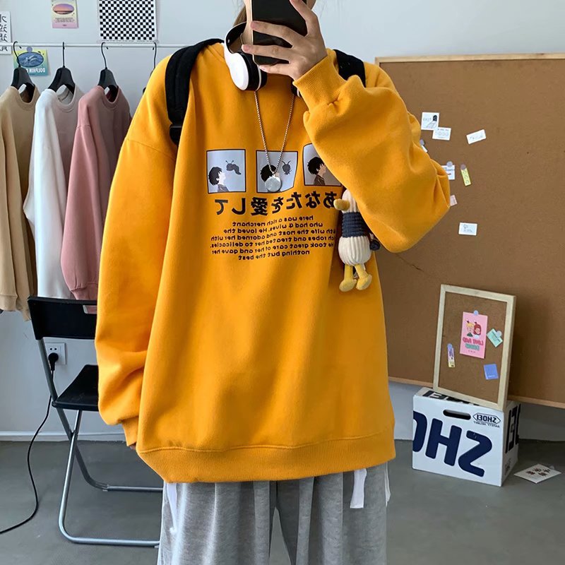 [ Mã 12FASHIONSALE1 giảm 10K đơn 50K ] Áo Sweater Cổ Tròn Dáng Rộng Thời Trang Thu Đông Cho Nam | BigBuy360 - bigbuy360.vn