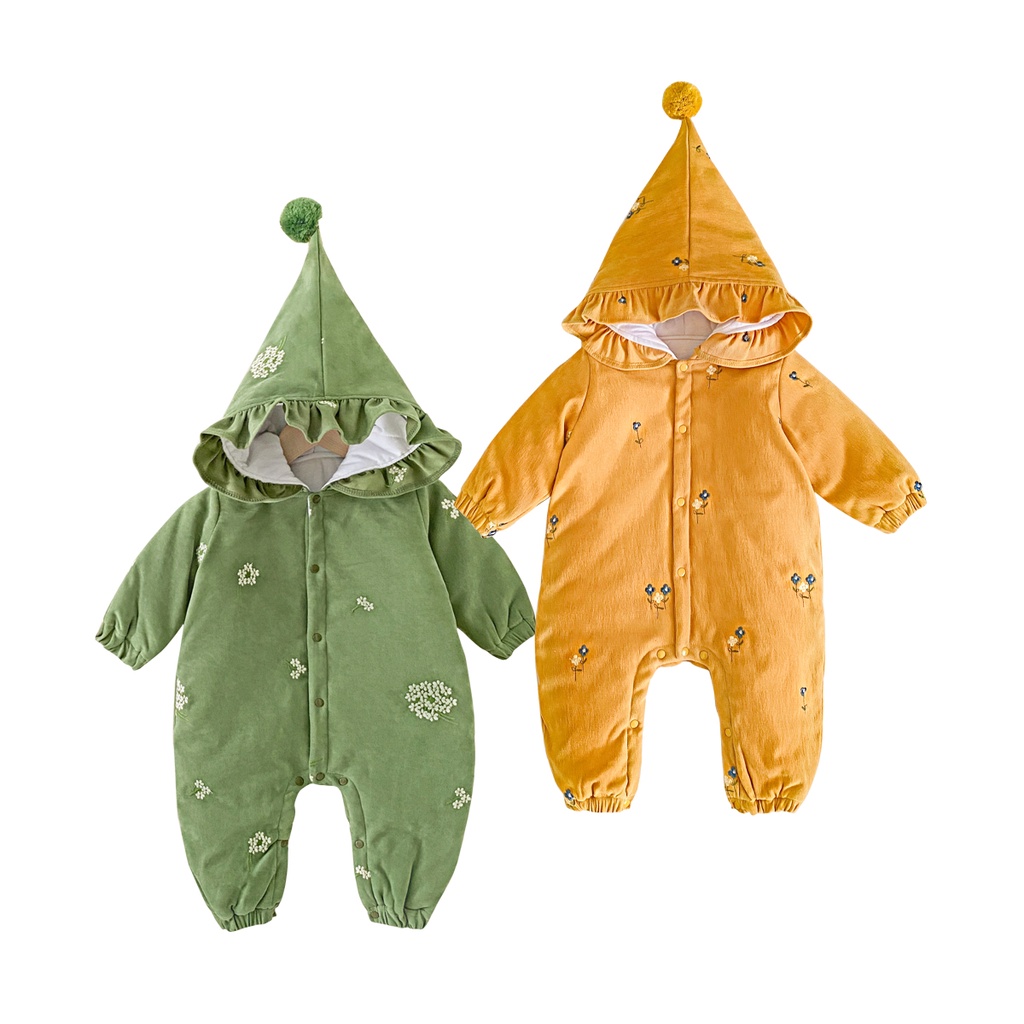 Sanlutoz Bộ Áo Liền Quần Tay Dài Bằng Cotton In Hoa Thời Trang Mùa Đông Dành Cho Trẻ Sơ Sinh