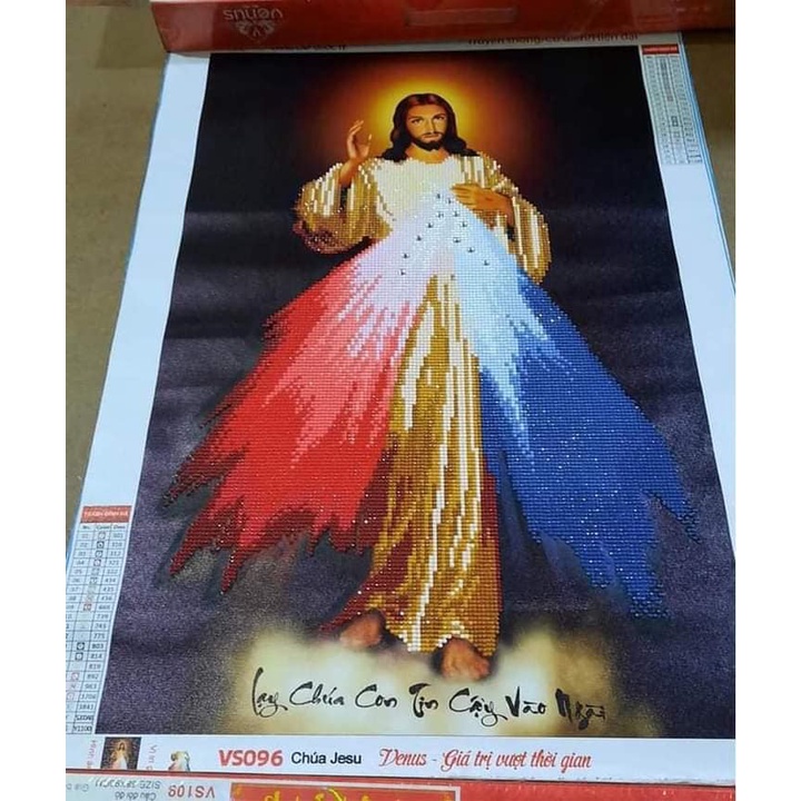 Tranh đính đá chúa giesu KT:50x72cm. Tranh gắn đá chưa đính.