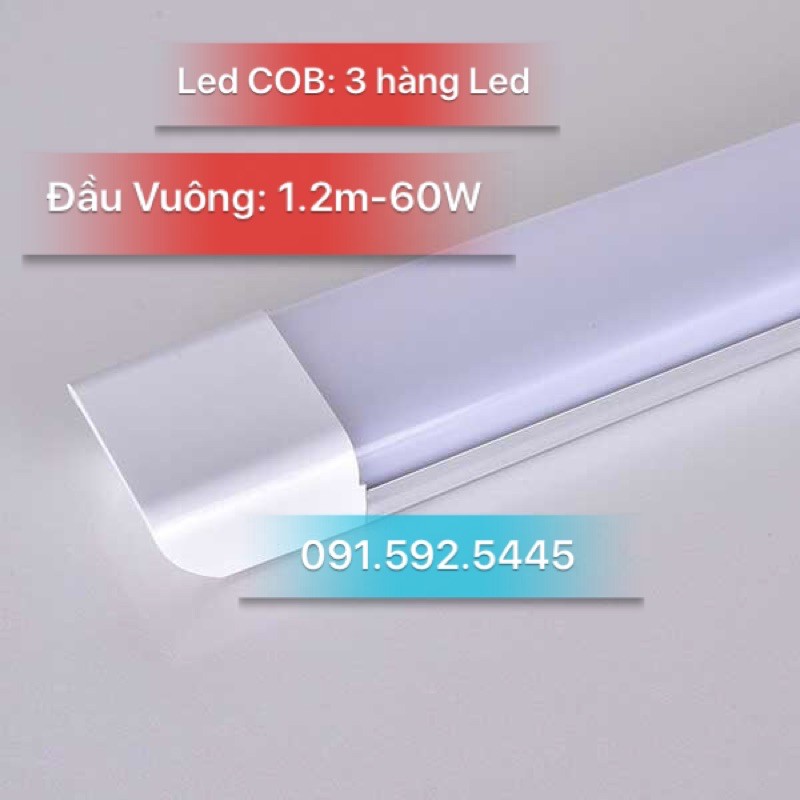 Đèn Tuýt Led Bán Nguyệt 1.2m Đầu Vuông 60W(Đủ Công Suất) Siêu Sáng Led COB, Chuẩn 3 Hàng Led