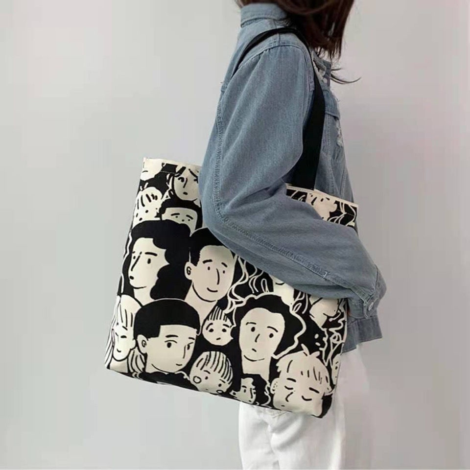 Túi Xách Đeo Vai Bằng Vải Bạt Sức Chứa Lớn Phong Cách Hàn Quốc Thời Trang Mùa Hè Hàng Mới 2021 Dành Cho Bạn Nữ