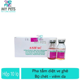 (Hộp 10 lọ) Thuốc pha tắm loại bỏ ghẻ, ve rận cho vật nuôi - Asi Ecotraz