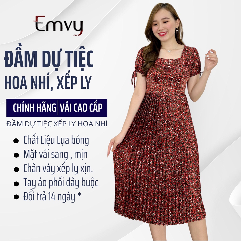 Đầm dự tiệc hoa nhí dáng xòe chất Lụa cao cấp ,mát, sang trọng ,phù hợp nhiều sự kiện( có big size ) Emvy fashion B105