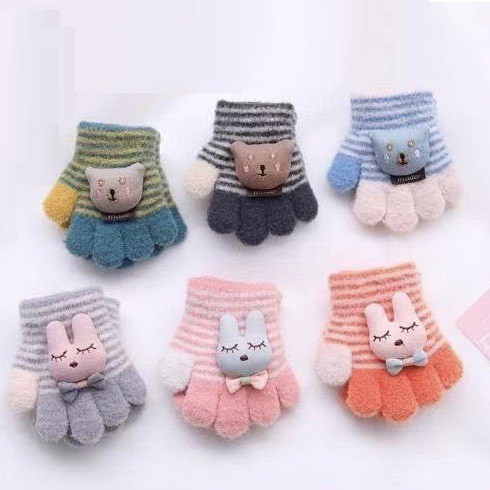 Găng Tay Len Mùa Đông Thỏ Gấu Cho Bé 2-4 Tuổi Mã G43