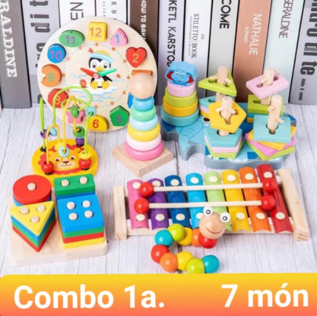 Combo 7 bộ đồ chơi gỗ thông minh 7 món đồ