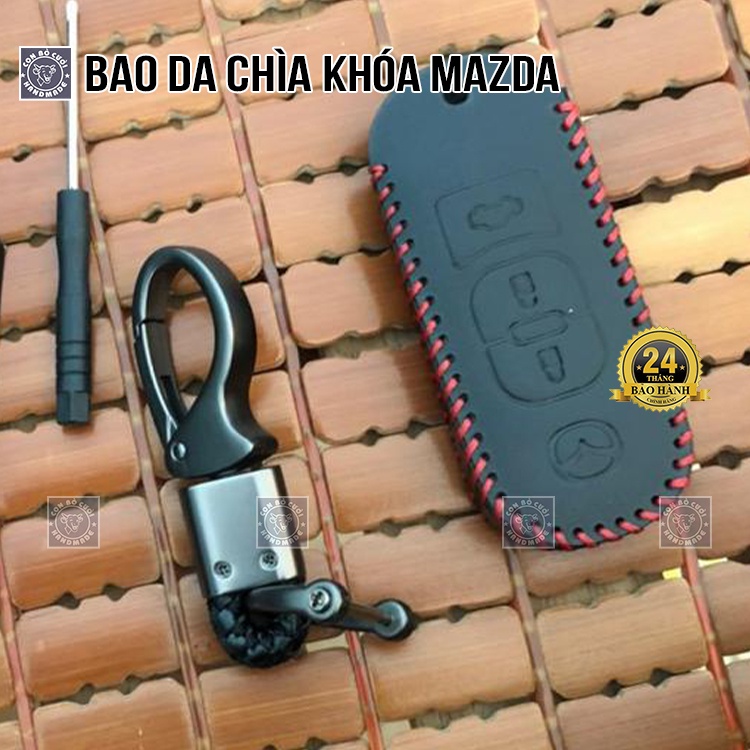 Bao da chìa khóa ô tô ốp chìa khóa cx5 mazda 2 mazda 3 mazda 6 cx8 3 nút da bò nhập khẩu may tay bảo hành 2 năm