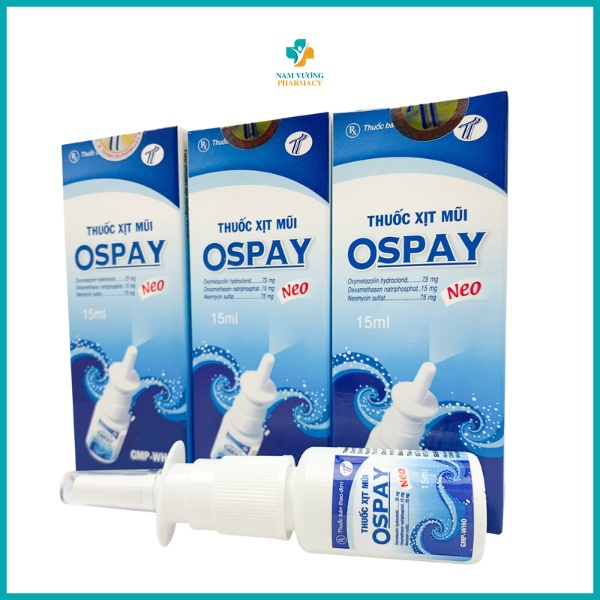 Ospay Neo - Nước xịt chống ngạt mũi, sổ mũi ngăn ngừa nước mũi, kháng khuẩn, vệ sinh mũi - Hộp 15ml