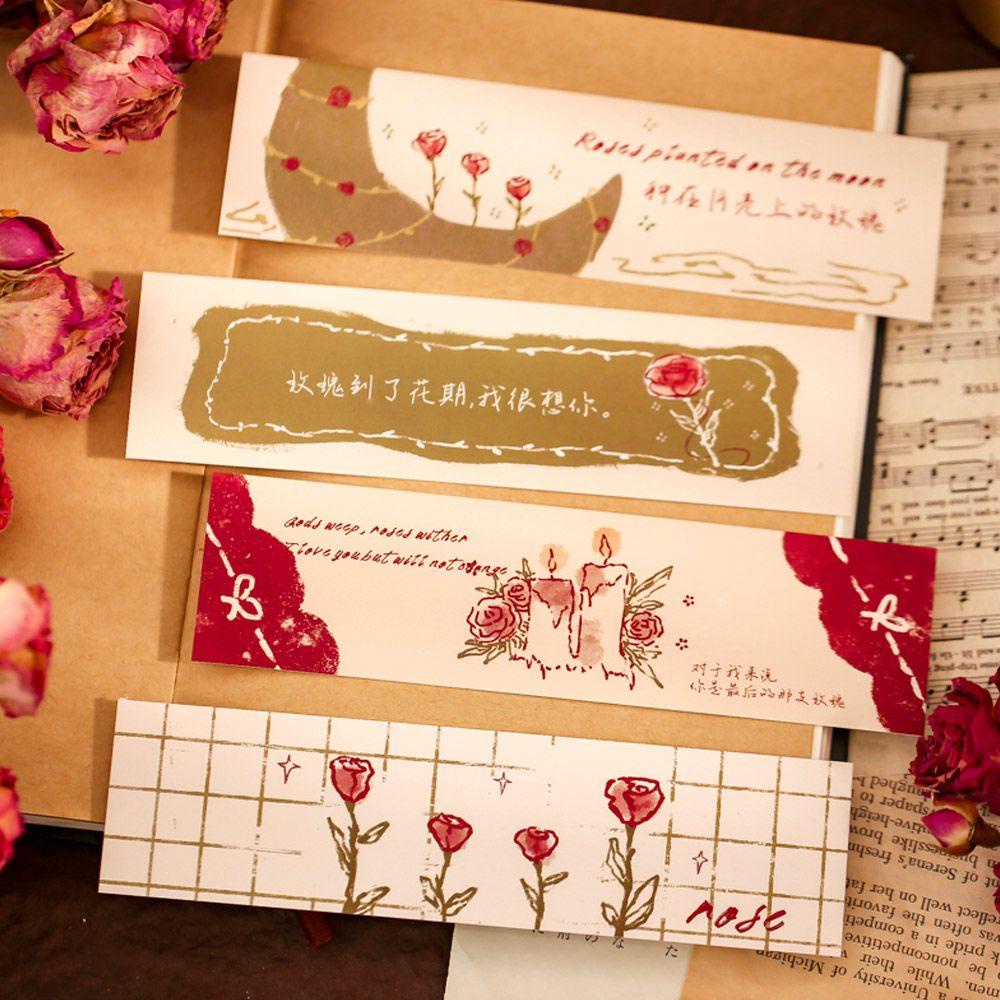 Hộp 30 Thẻ Giấy Đánh Dấu Trang Sách Hình Hoa Hồng Vũ Trụ Sáng Tạo