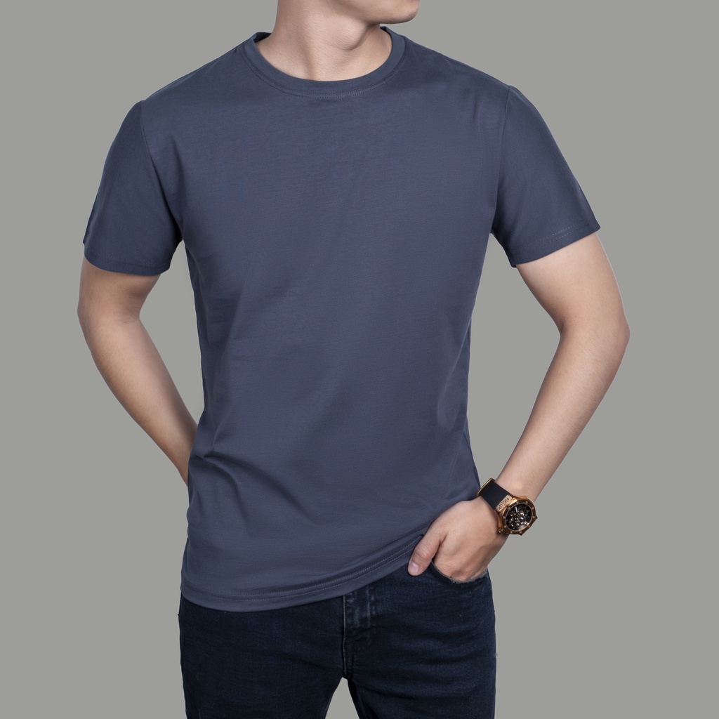 Áo thun nam cổ tròn cotton Premium 5 màu mới trẻ trung, lịch lãm LEEVUS, BASIS AT04