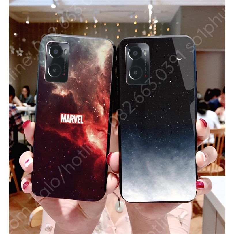Ốp lưng Oppo A76 / A36  ép cường lực kính chống bể bóng bẩy hình thiên hà , vũ trụ đẹp