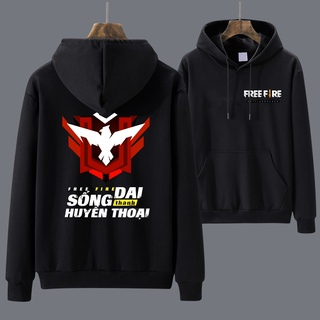 Áo hoodie free fire chất nỉ dầy dặn in logo rank huyền thoại có 2 màu đen và trắng
