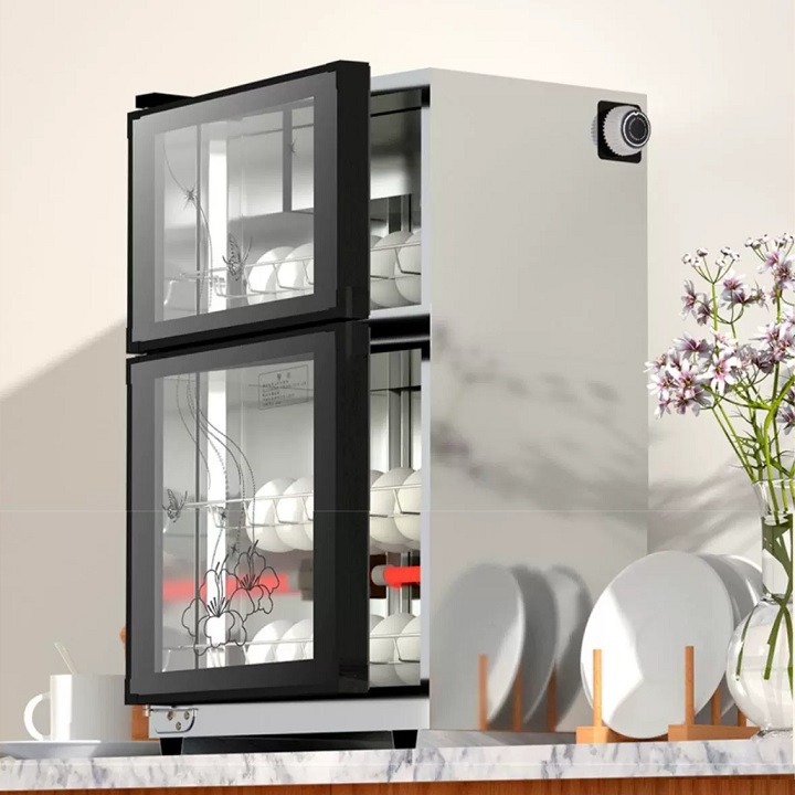 Tủ sấy bát gia đình 2 tầng, máy khử khuẩn chén bát dung tích 98L