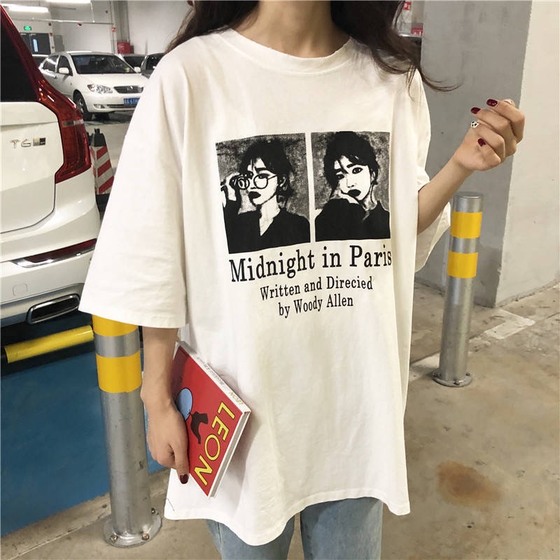 100% cotton short-sleeved T-shirt for female students 2021 spring and summer new style Korean student loose BF lazy blouse