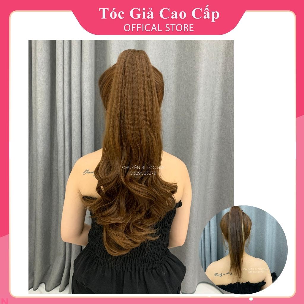Tóc giả ngoặm xoăn dài bấm phồng, dài mã N44, sợi tơ cao cấp