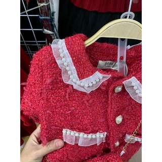Sét váy dạ đỏ cho bé