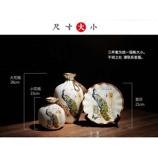 bộ gốm 2 bình 1 đĩa 3 hoa