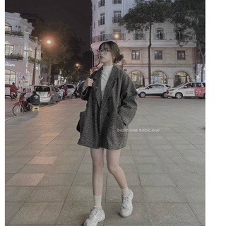 Áo khoác blazer dạ kẻ 2 lớp loại 1 form rộng ullzzang