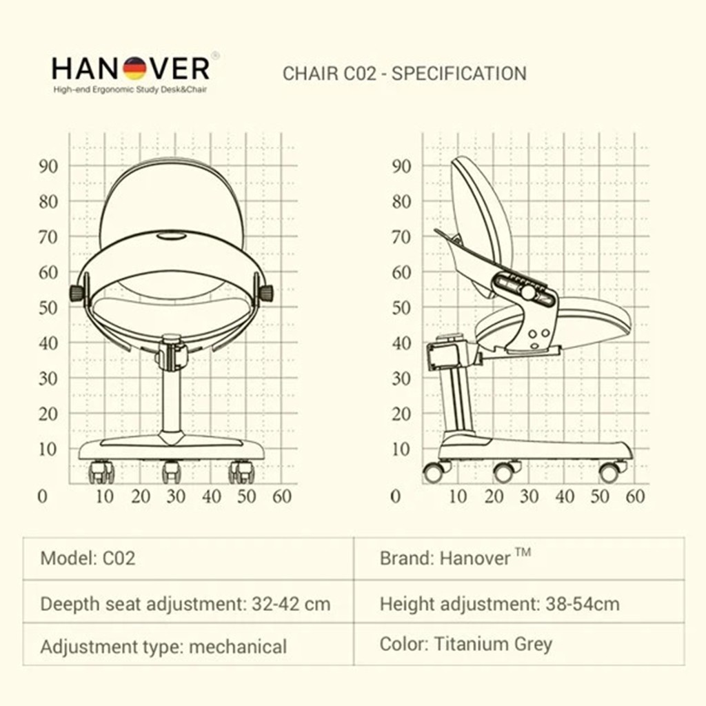 Ghế Thông Minh Chống Gù Học Sinh D'ergo Hanover C02