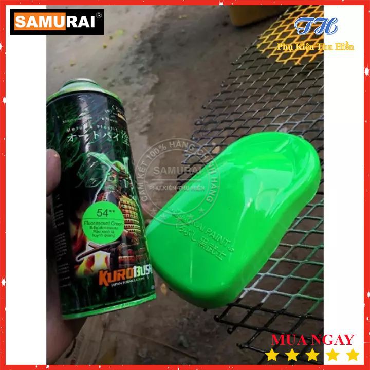 Combo 4 Chai Sơn Xịt Samurai Màu Xanh Lá Huỳnh Quang Gồm: UCH210 - UC1002 - 54 - K1K