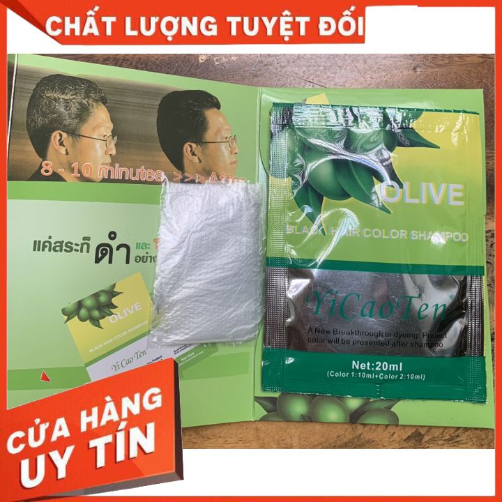 gội đen oliu  YI-CAO-TEN (hộp 24 gói ) loại tốt  phủ bạc 100% CHO MÁI TÓC ĐEN MƯỢT ÓNG  ÁNH