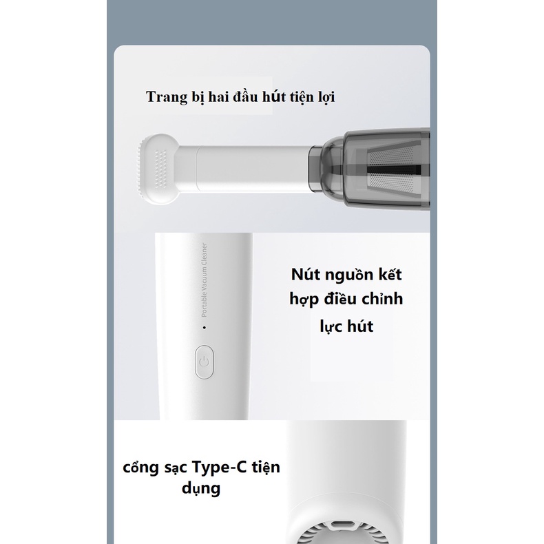 Máy hút bụi cầm tay mini không dây 2 lõi lọc-kiểu Máy hút bụi không dây đa năng sử dụng hút bụi ô tô, hút bụi giường