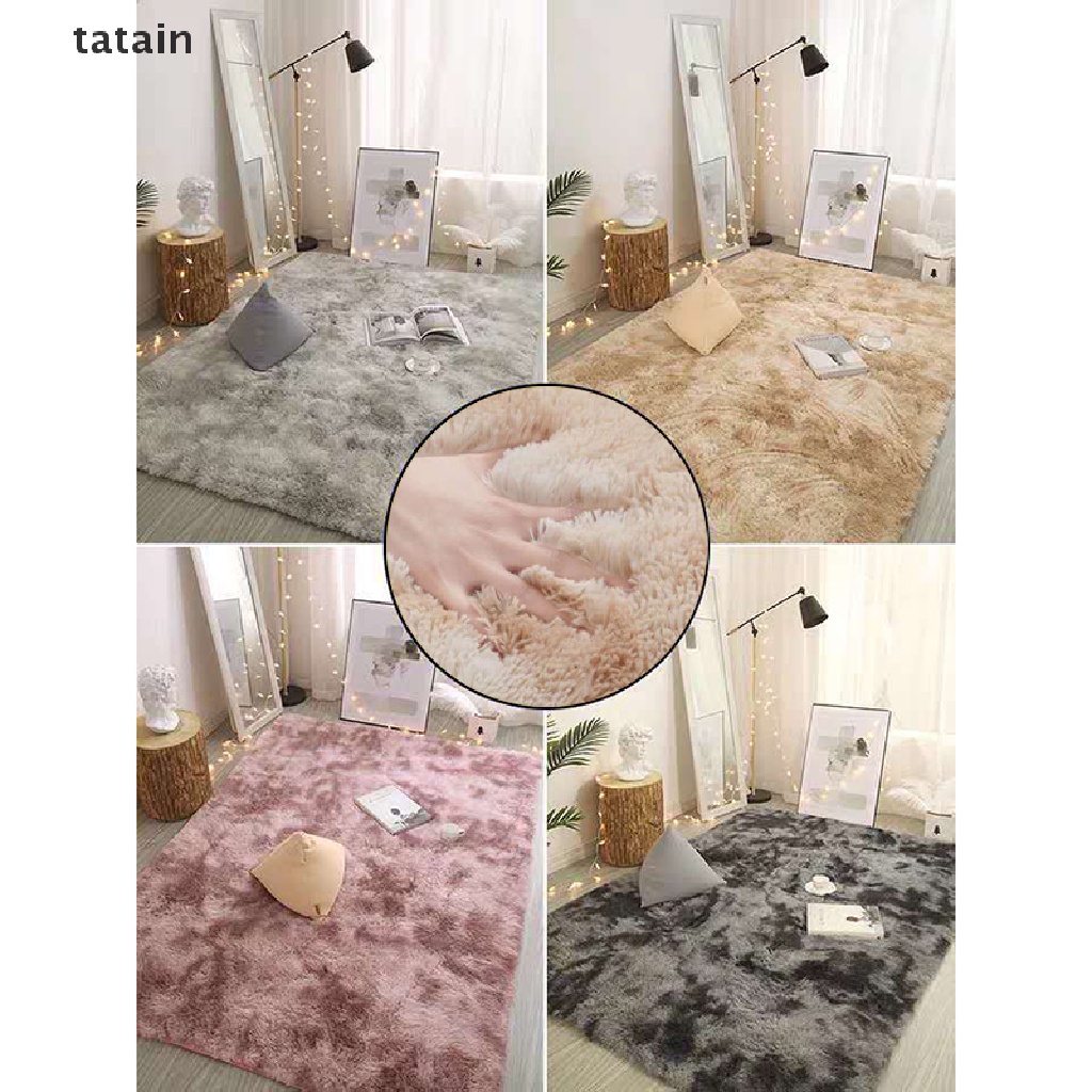 [TAT] Fluffy Rugs Anti-Skid Shaggy Area Rug Dining Room Carpet Floor Mat Home Bedroom CVX