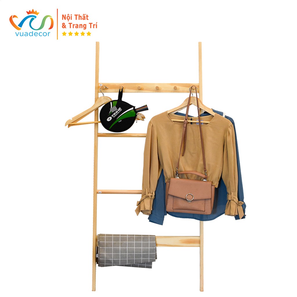 THANG GỖ TRANG TRÍ/ THANG DECOR Vuadecor MÀU TỰ NHIÊN - TOWEL LADDER B