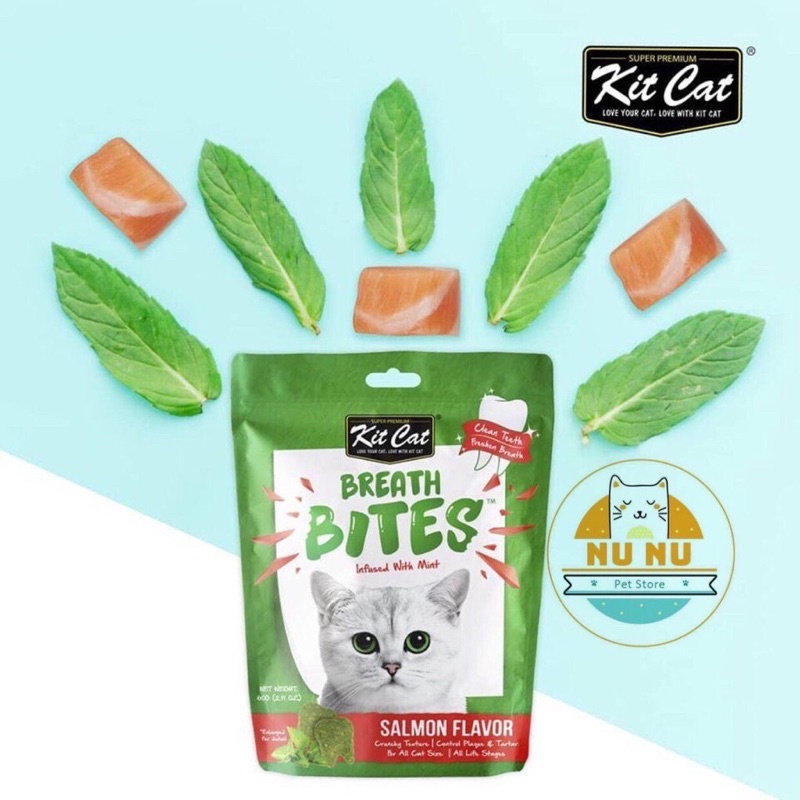 Snack nhai sạch răng cho mèo 60gr - KitCat Breathbites -QUỐC HƯNG VET