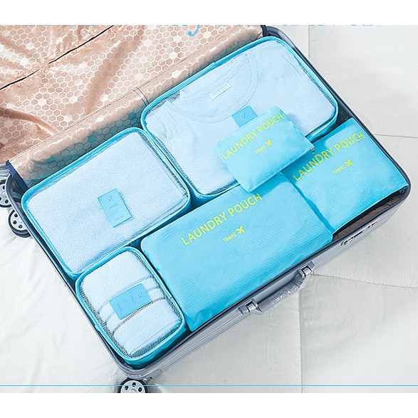 Bộ 6 Túi Đựng Đồ Du Lịch xếp đồ gọn gàng trong vali Chống Thấm Bag in Bag tiết kiệm diện tích